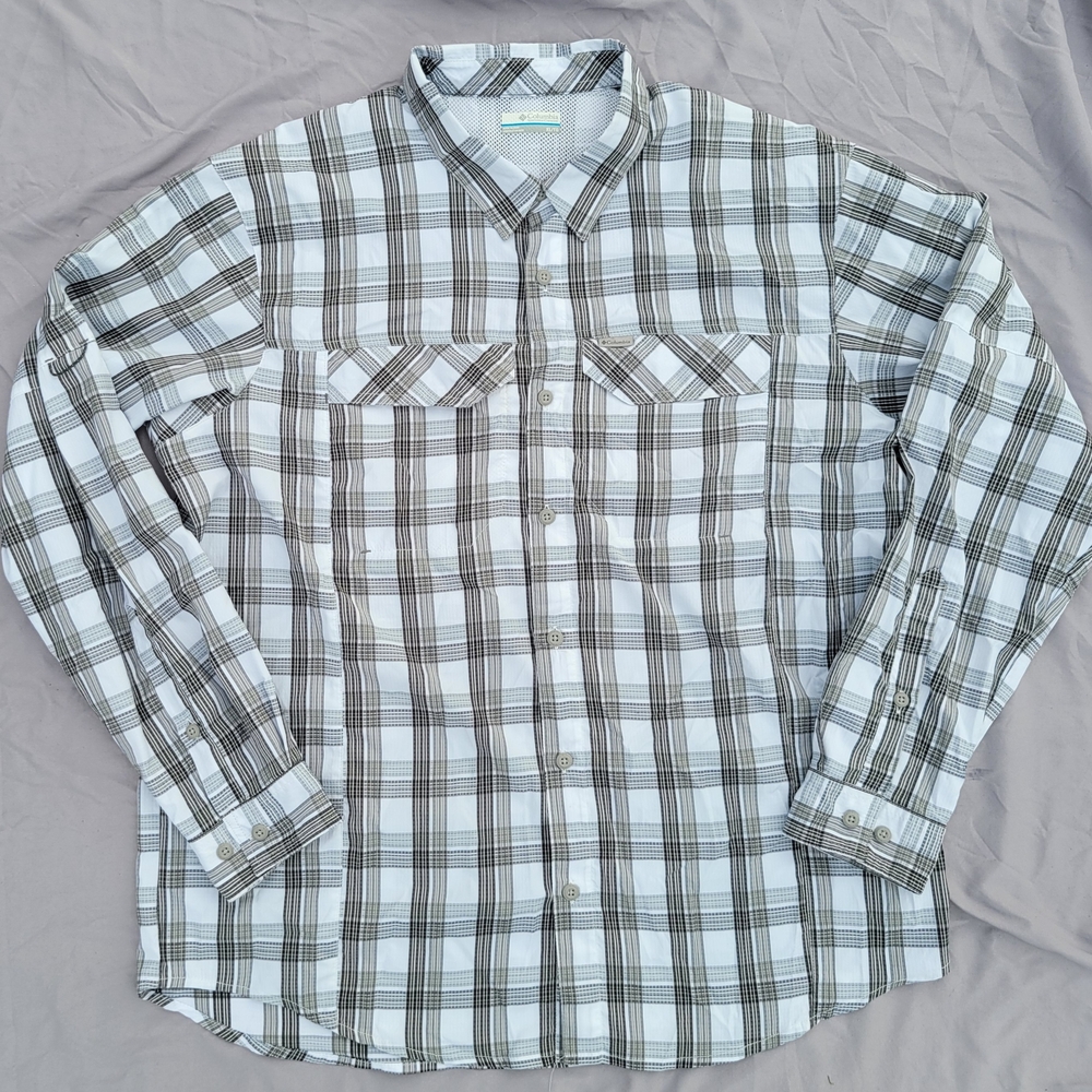 Columbia Men's Casual Plaid Shirt - White and Gray